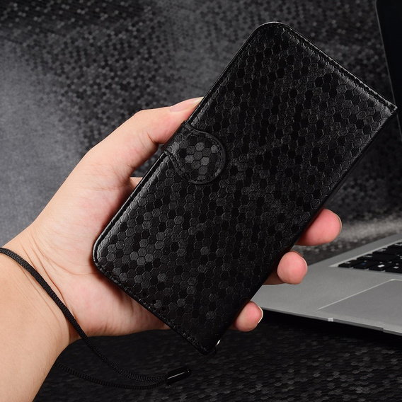 θήκη πτερύγιο για Motorola Edge 60 Pro, Wallet Rhombus, μαύρη