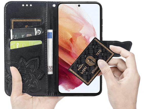 Θήκη με πτερύγιο για Realme 12 Pro 5G / 12 Pro+ 5G, Butterfly, μαύρη