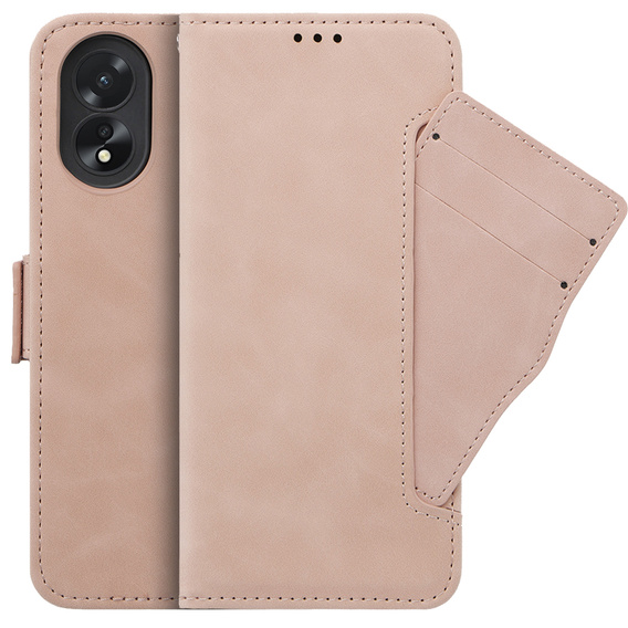 Θήκη με πτερύγιο για Oppo A38 4G / Oppo A18 4G, Card Slot, ροζ