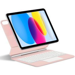 Θήκη πληκτρολογίου για iPad 10.9" 2022 (10 gen.) / iPad 11" 2025 A16 (11 gen.), Magnetic Keyboard Touchpad, ροζ
