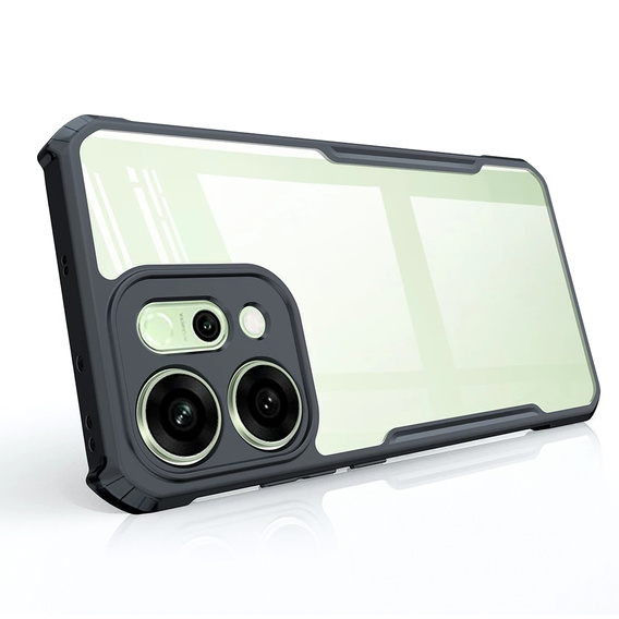 Θήκη για Oppo Reno 14, ενισχυμένη, διαφανής με μαύρες πλευρές