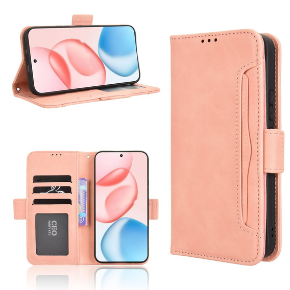 Θήκη με πτερύγιο για Honor 400 5G, Card Slot, ροζ
