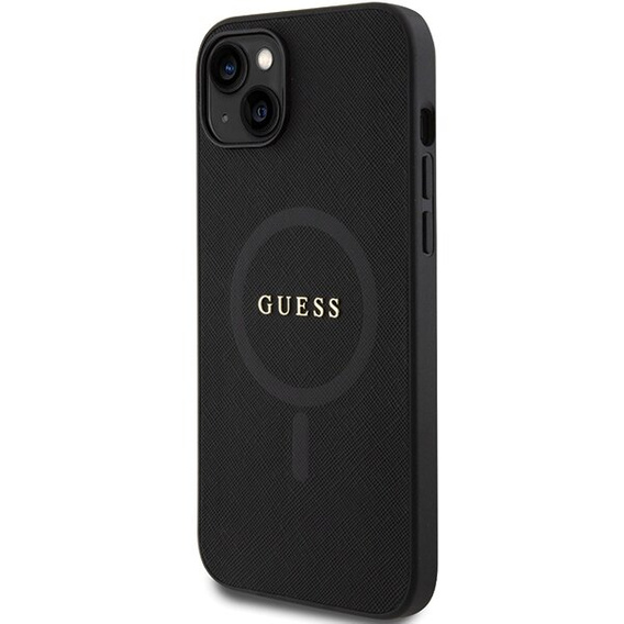 GUESS Θήκη για iPhone 15, Saffiano MagSafe, μαύρη