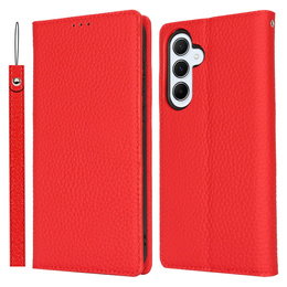 Θήκη με πτερύγιο για Samsung Galaxy S25, Litchi Skin Grain, κόκκινη
