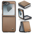 Θήκη για Samsung Galaxy Z Flip7 FE / Z Flip6, CASEME Litchi Leather, καφέ