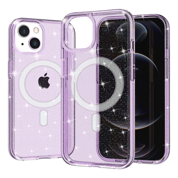 Θήκη για iPhone 14, Dropproof MagSafe Glitter, μωβ