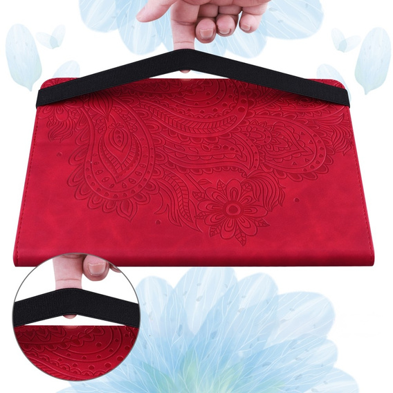 θήκη με πτερύγιο για Xiaomi Redmi Pad SE 11", flower, κόκκινη