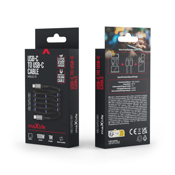 Μαγνητικό καλώδιο USB-C – USB-C 100 W, 1,0 m για συσκευές με USB-C