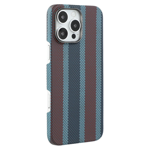 Θήκη για IPhone 16 Pro, Aramid Fiber Slim Case, για MagSafe, μπλε / κόκκινο