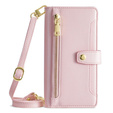 Θήκη με πτερύγιο για iPhone 14, Wallet Zipper Pocket, ροζ