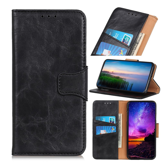 Θήκη με πτερύγιο για OnePlus Nord 2 5G, Split Leather Wallet, μαύρη