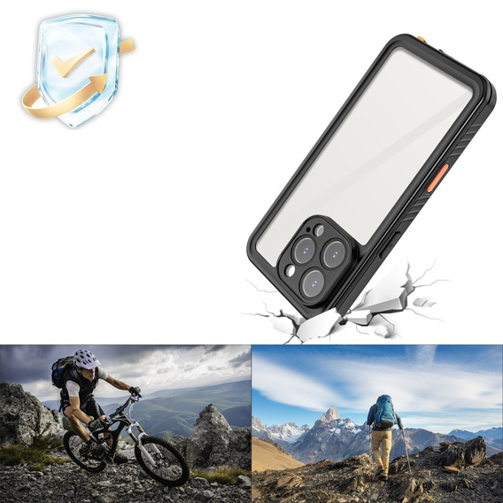 Αδιάβροχη θήκη IP68 για το iPhone 16 Pro, μαύρη
