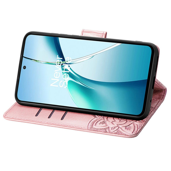 Θήκη με πτερύγιο για Xiaomi Redmi Note 14 4G, Butterfly, ροζ rose gold
