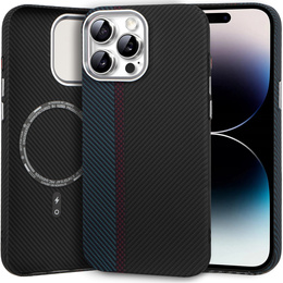 Θήκη για iPhone 14 Pro, ανθρακονήματα MagSafe, μαύρο / μπλε