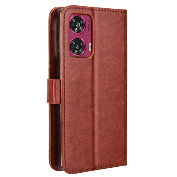 Θήκη με πτερύγιο για Motorola Edge 50 Fusion 5G, Crazy Horse Wallet, καφέ