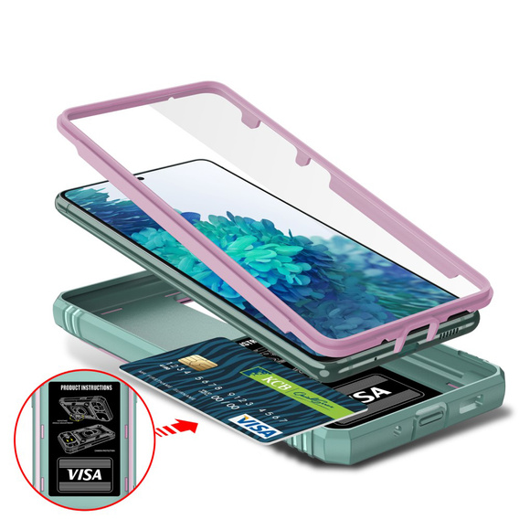 Θήκη για Samsung Galaxy S20 FE, CamShield Slide, ροζ/πράσινο