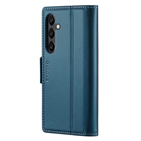 Θήκη για Samsung Galaxy A55, ERBORD Glossy Litchi, πορτοφόλι με πτερύγιο, μπλε