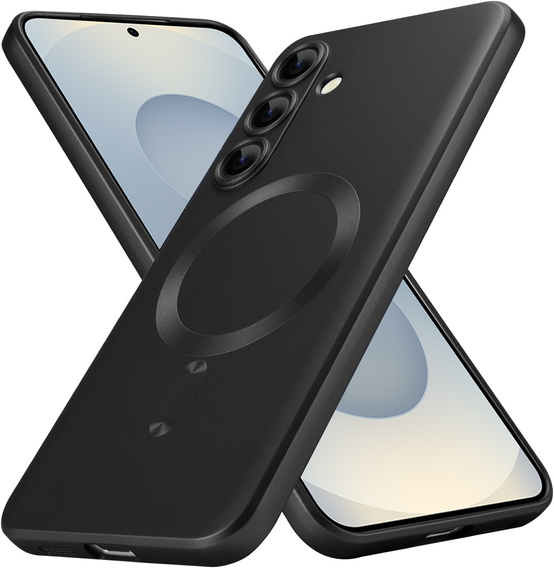 Θήκη για Samsung Galaxy S25, ColorMag, για MagSafe, μαύρη + γυαλί 9H, μετριασμένο