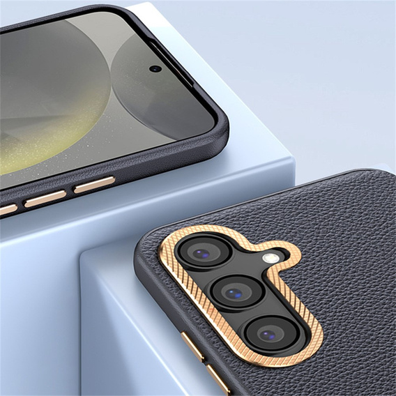 Δερμάτινη θήκη για Samsung Galaxy S25, leather hybrid, γκρι