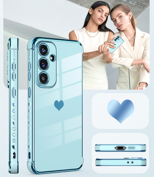 Η θήκη για το Samsung Galaxy A26, Electro heart, μπλε + γυαλί 9H