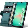 Θήκη για Samsung Galaxy A26, ERBORD Glossy Litchi, πορτοφόλι με πτερύγιο, πράσινη
