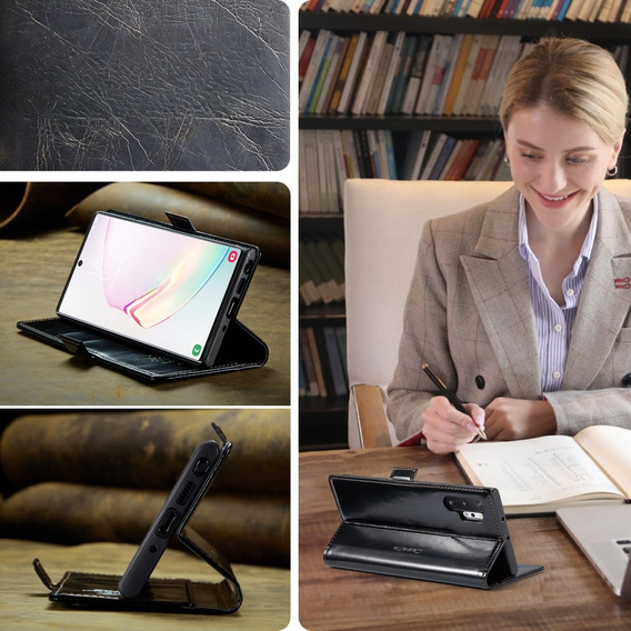 θήκη CASEME για Samsung Galaxy Note 10 Plus, Waxy Textured, μαύρη
