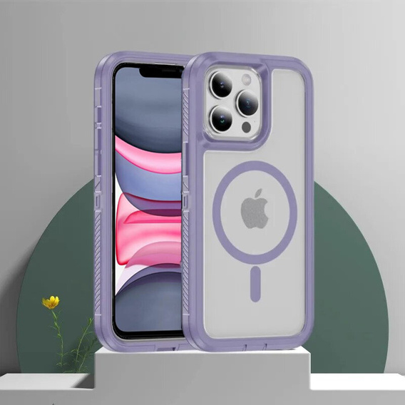 Θήκη με πλαίσιο για iPhone 12/12 Pro, για MagSafe, διαφανής / βιολετί