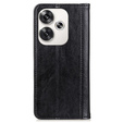 θήκη με πτερύγιο για Xiaomi Poco F6, Split Leather, μαύρη