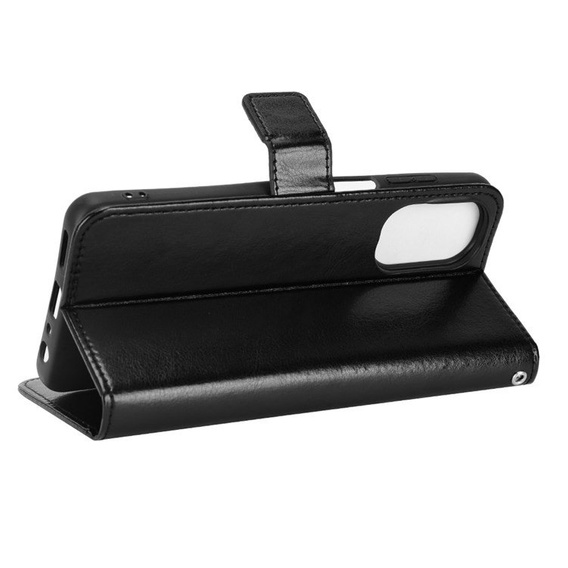 Θήκη με πτερύγιο για Motorola Moto G62 5G, Crazy Horse Wallet, μαύρη
