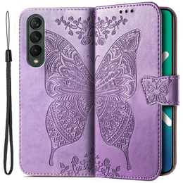 Θήκη με πτερύγιο για Samsung Galaxy Z Fold 4 5G, Butterfly, μωβ