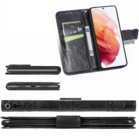 Θήκη με πτερύγιο για Realme 12 Pro 5G / 12 Pro+ 5G, Butterfly, μαύρη