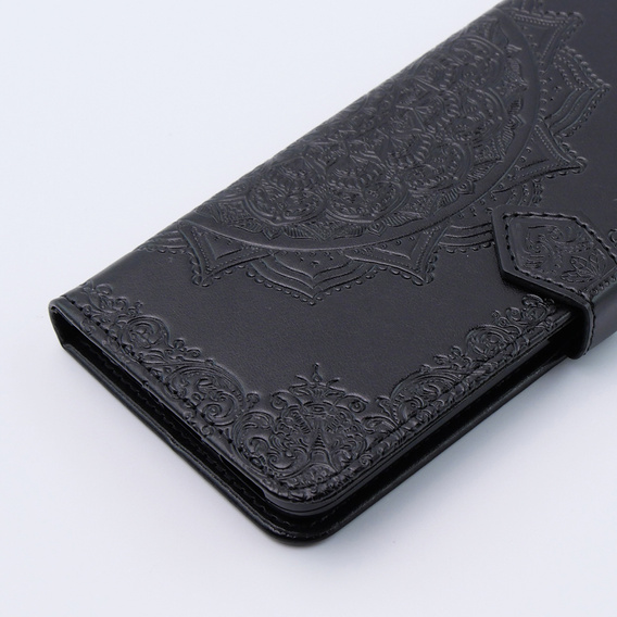 Θήκη με πτερύγιο για Motorola Moto G54 5G, Mandala, μαύρη