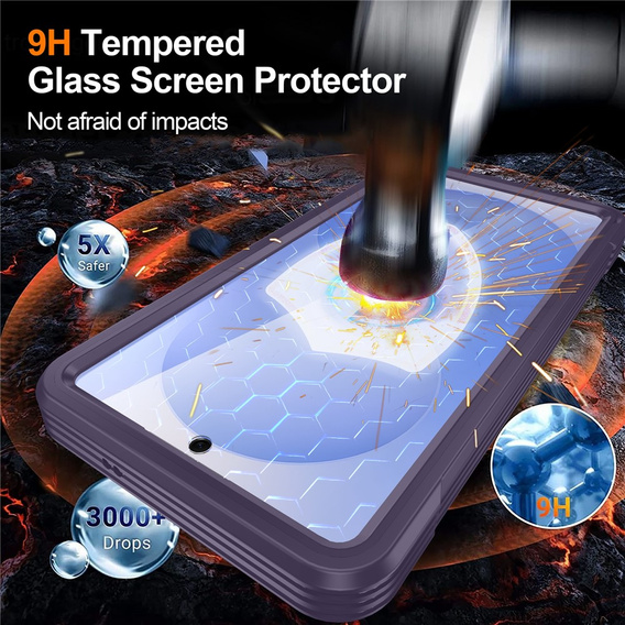 Θήκη Shockproof με γυαλί, για MagSafe για Samsung Galaxy S26 Plus, μοβ