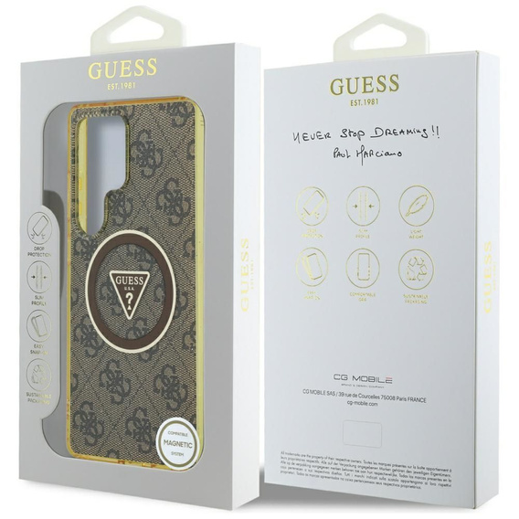 Θήκη GUESS Magnetic IML Metal Glitter 4G Circle Triangle για Samsung Galaxy S25 Ultra