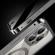 Θήκη για iPhone 15 Pro Max, Privacy Dual Glass, για MagSafe, ασημένια
