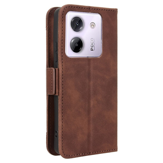 Θήκη με πτερύγιο για Xiaomi Poco M7 Pro 5G, Card Slot, καφέ
