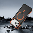 Ματ θήκη για iPhone 17 Pro Max, θωρακισμένη, για MagSafe, καπνιστή με πορτοκαλί πλευρές