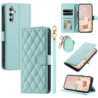 θήκη πτερύγιο για Samsung Galaxy S24 FE, Rhombus Crossbody Leather, πράσινη