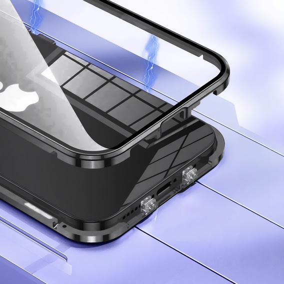 θήκη για το iPhone 16E, Magnetic Dual Glass, μαύρη