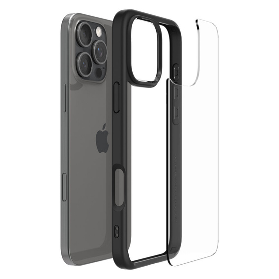 θήκη Spigen για iPhone 16 Pro, Ultra Hybrid, μαύρη + μετριασμένο γυαλί 9H