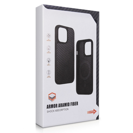 Θήκη για iPhone 15 Pro, Aramid Fiber Cover, μαύρη