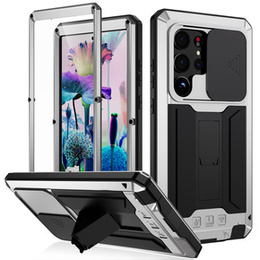 Θωρακισμένη θήκη για Samsung Galaxy S23 Ultra, R-JUST CamShield Slide, ασημένια
