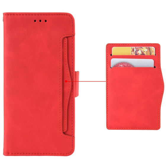 Θήκη με πτερύγιο για Motorola Edge 50 Fusion 5G, Card Slot, κόκκινη