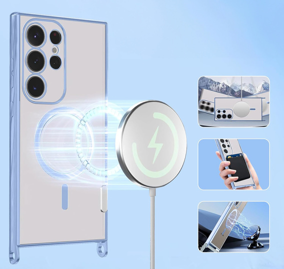 Θήκη για Samsung Galaxy S25 Ultra, Electro MagSafe, μπλε + κορδόνι