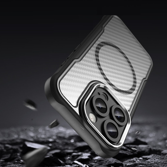 Θήκη για iPhone 16 Pro, Fusion Hybrid Carbon, για MagSafe, μαύρη