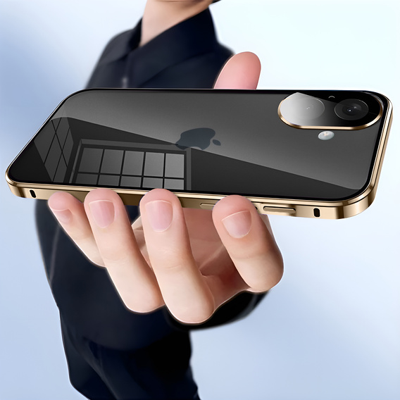 θήκη για το iPhone 16, Magnetic Dual Glass, χρυσή
