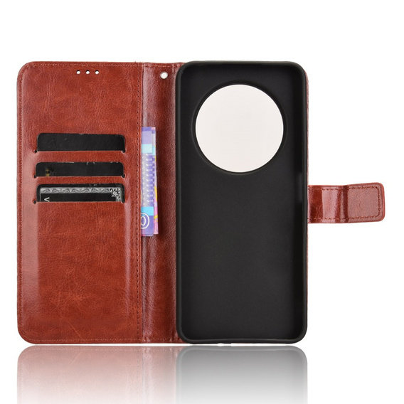 Θήκη με πτερύγιο για Xiaomi Redmi 14C / Xiaomi Poco C75, Crazy Horse Wallet, καφέ