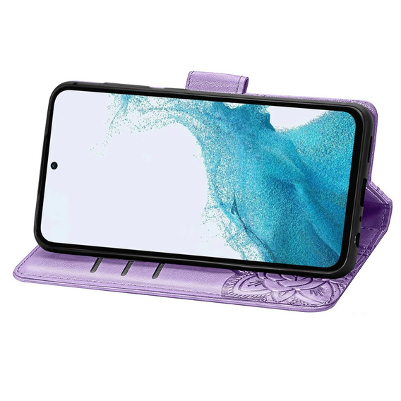 Θήκη με πτερύγιο για Samsung Galaxy A17 5G, πορτοφόλι, πεταλούδα, μοβ