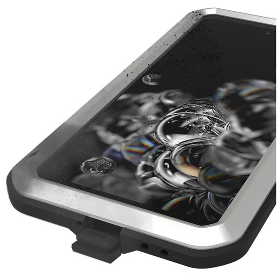 Love Mei Θήκη για Samsung Galaxy S21 FE, armored with glass, ασημένια