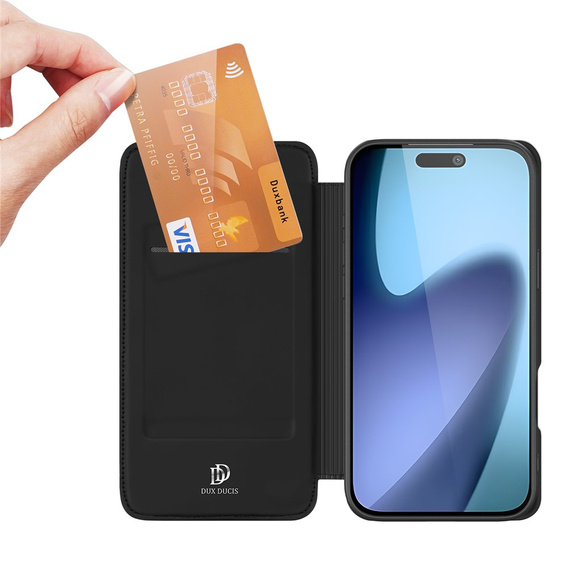 Θήκη Dux Ducis για iPhone 17, Skin Pro, με πτερύγιο, με υποδοχή για κάρτες, μαύρο